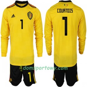 Koszulka Belgia COURTOIS 1 Dziecięcy Wyjazdowe Koszulki Piłkarskie Mistrzostwa Świata 2018 Długi Rękaw